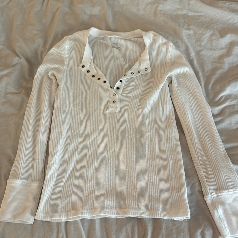 Aerie Button Up Long Sleeve Tee